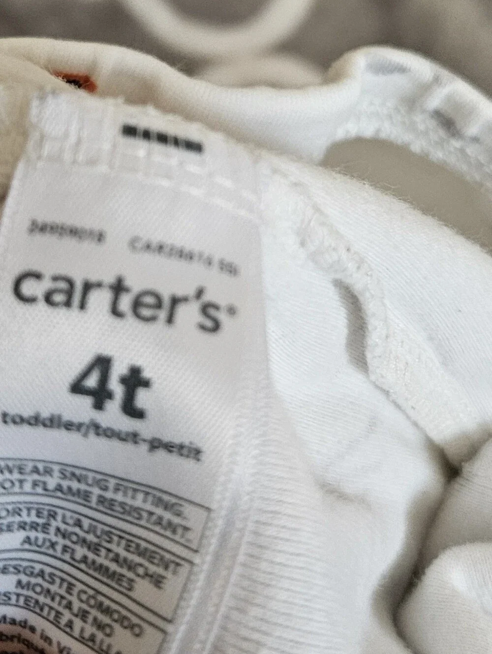 Carter's White Pajama Top with Olive Trim and Woodland Print